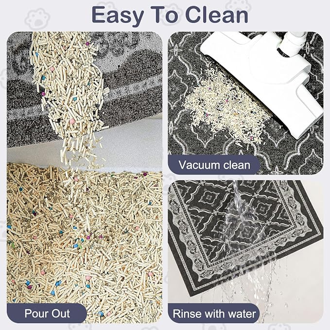 Glittme Cat Litter Mat, 24"x15" Non-Slip Washable Trapping Mat for Cats | Litter Trapping Mat With Thick PVC Coil To Catch Scatter, Soft On Paws And Waterproof Bottom To Protect Floors