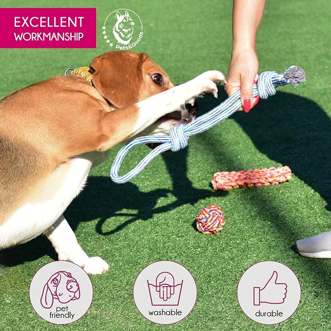 Pets&Goods Rope Chew Toys – 13-Pack Durable Cotton Tug & Teething Set for Puppies & Small Dogs – Washable Rope Toys for Chewing, Fetch & Play