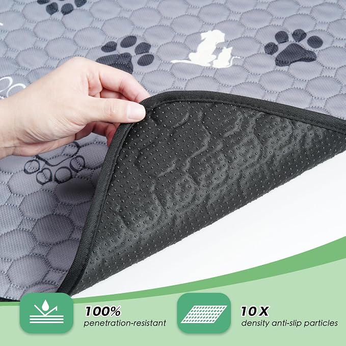 WanpeeGoo Washable Pee Pads for Dogs, Waterproof, 48 x 48 in, 2 Pack, Gray | Super Absorbent, Waterproof and Non-Slip; Washable, Reusable Dog Pads for Crates, Playpens, Floors, Furniture and Travel