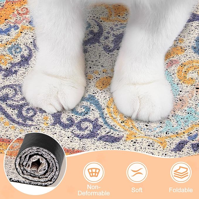 Unicorn Catcher 33"x22" Cat Litter Mat Non-Slip Washable Litter Box Mat | High-Density PVC Litter Catcher Mat Efficiently Traps Scattered Litter From Paws To Keep Floors Clean
