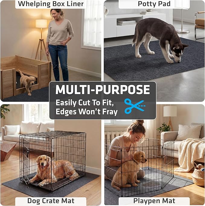 Drymate Whelping Box Liner Mat, Machine Washable, Super Absorbent, Waterproof, Quick Dry, Slip-Resistant, Reusable Dog Puppy Pee Pads for Training, Housebreaking, Incontinence, Crate (USA Made)(48x50)