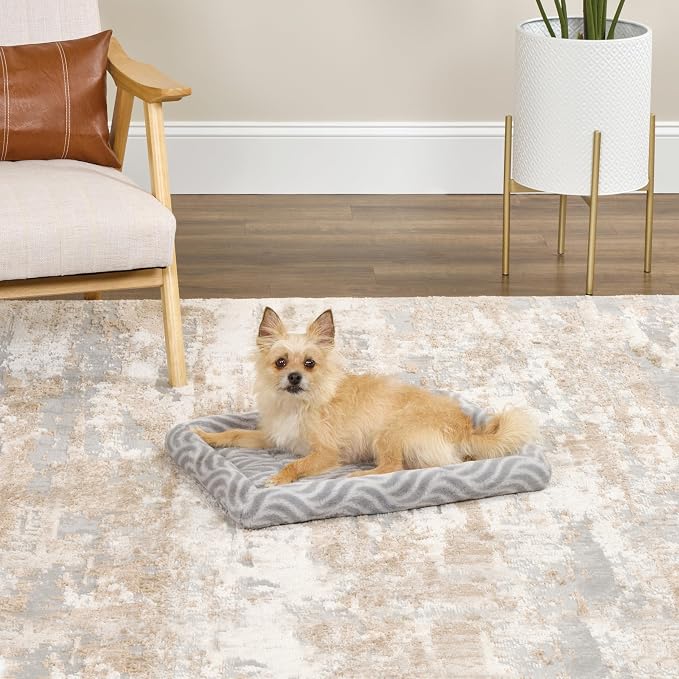 MidWest Homes for Pets QuiteTime Deluxe Wave Bolster Bed for Small Dogs; Easily Machine Wash and Dry; Gray; 24"; 40224-WVGY