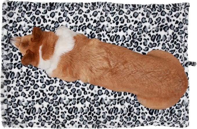 Furhaven ThermaNAP Self-Warming Cat Bed for Indoor Cats & Small Dogs, Washable & Reflects Body Heat - Quilted Faux Fur Reflective Bed Mat - Snow Leopard, Small (Pack of 2)