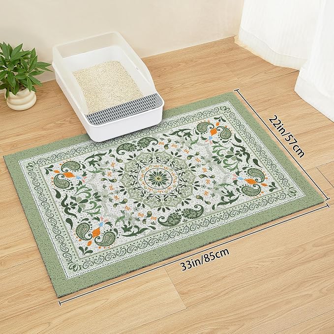 Unicorn Catcher 33"x22" Cat Litter Mat Non-Slip Washable Litter Box Mat | High-Density PVC Litter Catcher Mat Efficiently Traps Scattered Litter From Paws To Keep Floors Clean