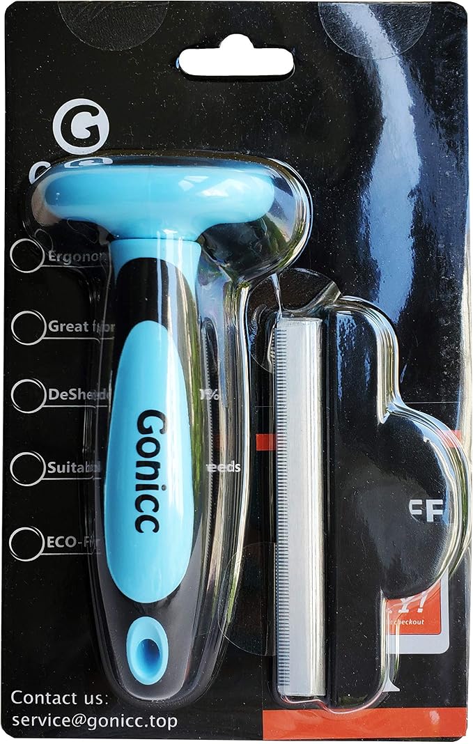 gonicc Dog & Cat Pets Nail Clippers and Grooming Brush. Nail Clippers with Safety Guard to Avoid Overcutting, Free Nail File. Dog Brush Effectively Reduces Shedding by Up to 95%. Professional Groomin