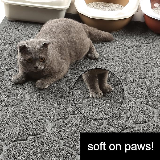 LittleTiger Cat Litter Mat, XL Super Size, Phthalate Free, Easy to Clean, 46x35 Inches, Durable, Soft on Paws, Large Litter Mat.