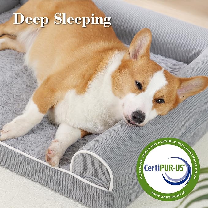 TJSOULER Orthopedic Dog Beds for Small Medium Dogs,Waterproof Lined Egg Crate Foam Pet Bed Mat with Removable and Washable Cover and Non Slip Bottom,Dog Sofa Soft Bed