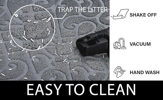 PetLike Cat Litter Box Mat, Thick Kitty Litter Trapping Mat, Durable,Waterproof &Washable with Non-Slip Backing, Soft on Kitty Paws and Easy to Clean, BPA Free