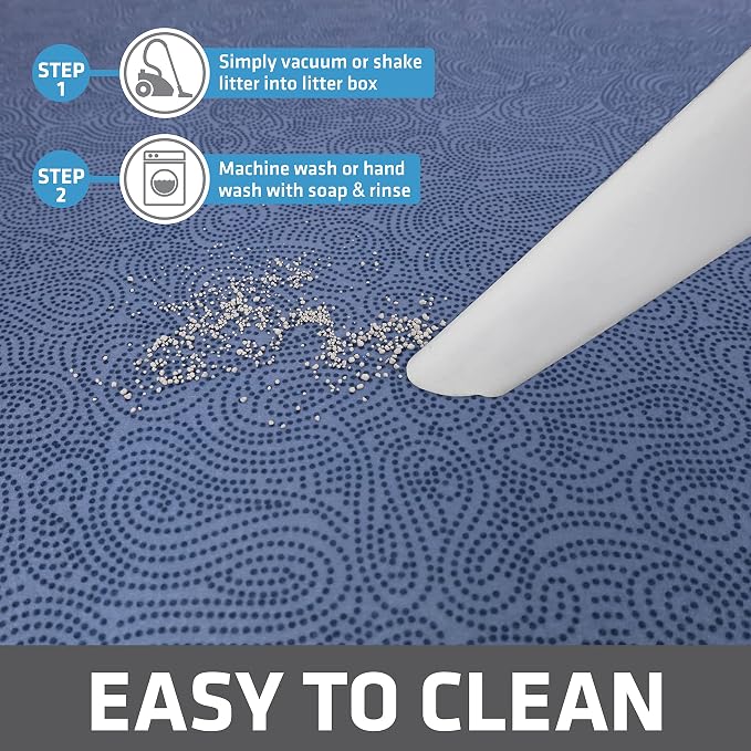 Drymate Cat Litter Box Mat, Litter Trapping Mat, Blue, 29x36 XL | Waterproof, Urine-Proof, Absorbent, Machine Washable, Soft on Paws, Contains Mess, Protects Floors, Kitten Supplies, USA Made