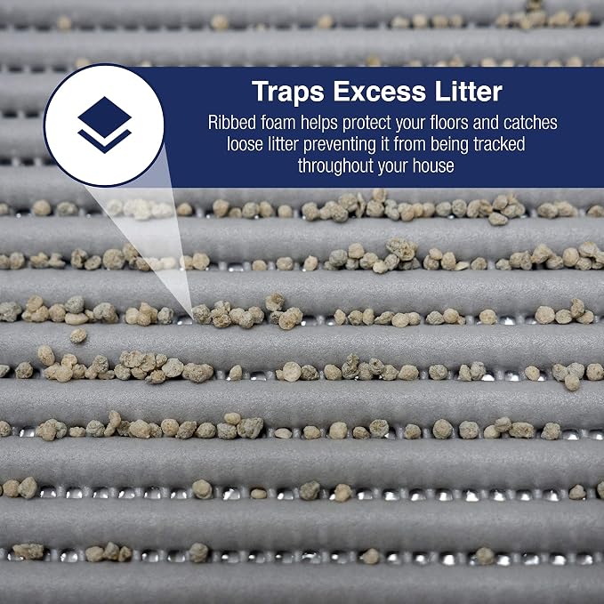 Fresh Kitty Durable XL Jumbo Foam Litter Mat – Phthalate and BPA Free, Water Resistant, Traps Litter from Box, Scatter Control, Easy Clean Mats – Gray, Model Number: 9051