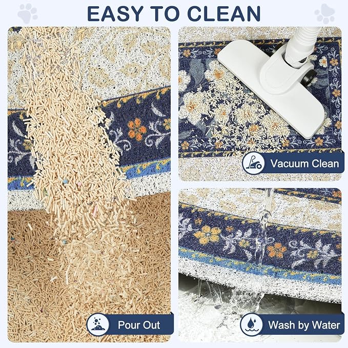 Unicorn Catcher 33"x22" Cat Litter Mat Non-Slip Washable Litter Box Mat | High-Density PVC Litter Catcher Mat Efficiently Traps Scattered Litter From Paws To Keep Floors Clean