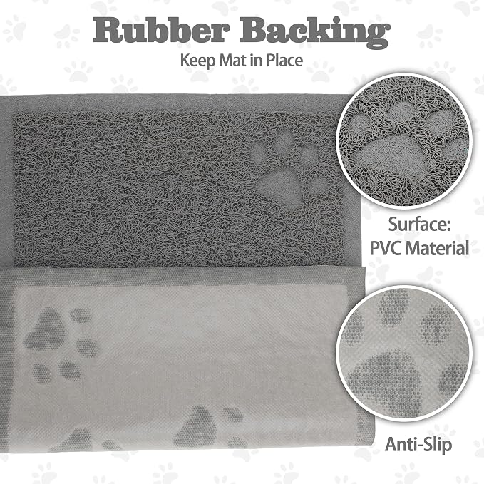 Darkyazi Cat Litter Box Mat for Floor Litter Trapping Mat Non-Slip Backing, Scatter Control, Easy Clean, Water Resistant, Soft on Paws (15.75" x 11.75",Grey)