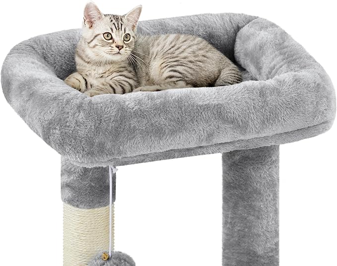 Topeakmart Cat Tree 34in Cat Tower Plush Cover with Condo, Platform & Basket for Indoor Kittens, Cat Furniture Activity Tree