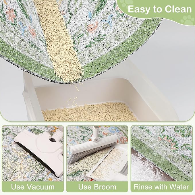 Bienbee Cat Litter Mat, 33" x 22" Dense Trapping Mesh for Litter Boxes | Litter Box Mat with PVC Mesh, Waterproof &Urineproof, Non-Slip Grip, Soft On Kitty Paws and Easy to Clean to Protect Floor