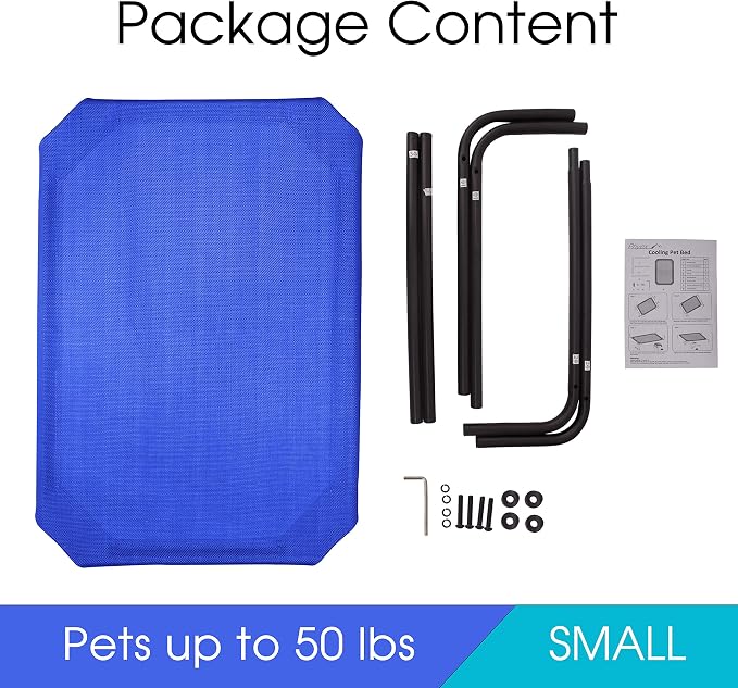 Raised Pet Cot for Small Pets, Elevated Dog Bed with Breathable Mesh, Sturdy Steel Frame for Indoor & Outdoor Use, Non-Slip Design, Easy Clean, 33-Inch Blue