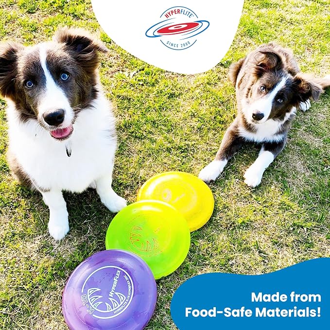 Hyperflite K-10 SofFlite Soft Dog Flying Disc, 2 Pack, Medium-Large | Ultra Soft, Competition Approved, 2 Pack | 8.75-inch, 150g | Medium & Large Dogs | Yellow