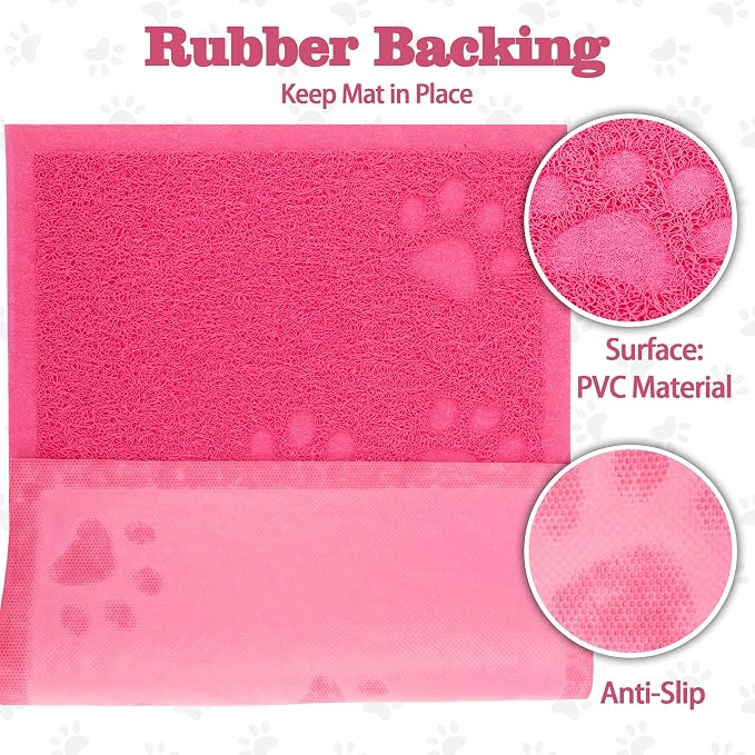 Darkyazi Cat Litter Box Mat for Floor Litter Trapping Mat Non-Slip Backing, Scatter Control, Easy Clean, Water Resistant, Soft on Paws (15.75" x 11.75",Rose red)