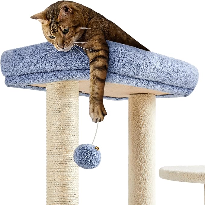 Topeakmart 35in Cat Tree Cat Tower Furniture w/Dangling Ball Platform Perch and Scratching Post for Kittens Cats