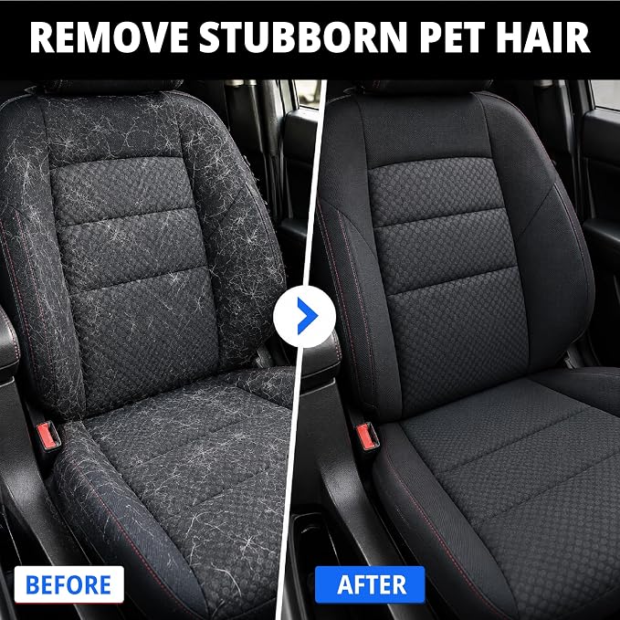 Pet Hair Removal for Home & Car 3-in-1 – Reusable Dog & Cat Removal Kit with Pet Tool, Glove, Mini Detail Cleaning & Furniture Hair Remover for Couch, Upholstery & Car Seats (Blue, Combo 3-in-1)