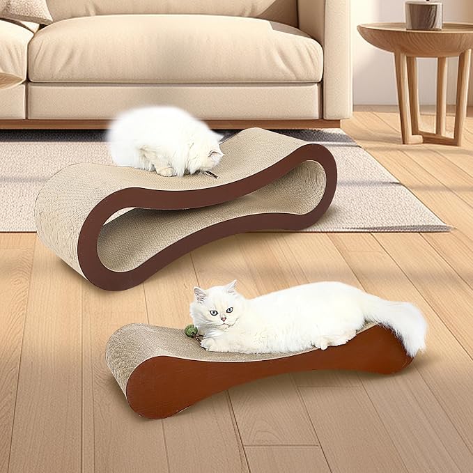 FluffyDream 2 in 1 Cat Scratcher Cardboard, Cat Scratching Board Furniture Protector, Cat Scratching Post, Cat Beds for Indoor Cats, Infinity Shape, X-Large