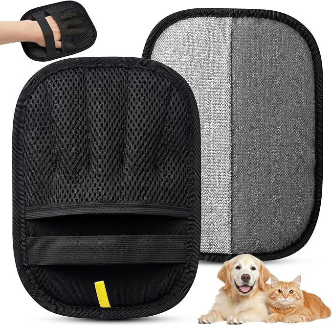 Upgraded Pet Hair Removal Gloves - Electrostatic Grooming Five-Finger Reusable Fur Remover with Snug Elastic Wrist for Dogs and Cats, Magic Brush Pet Needs for Furniture Couch Carpet Clothes Car Seats