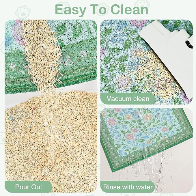 Glittme Cat Litter Mat, 33"x22" Non-Slip Washable Trapping Mat for Cats | Litter Trapping Mat With Thick PVC Coil To Catch Scatter, Soft On Paws And Waterproof Bottom To Protect Floors