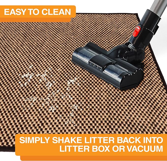 Neater Pets Jute Cat Litter Trapping Mat - Catches Spilled Litter Mess from Kitty Litter Box to Protect Floors, Soft on Cats Paws, Anti-Skid Backing, Easy to Clean, Checkered, 24" x 36"