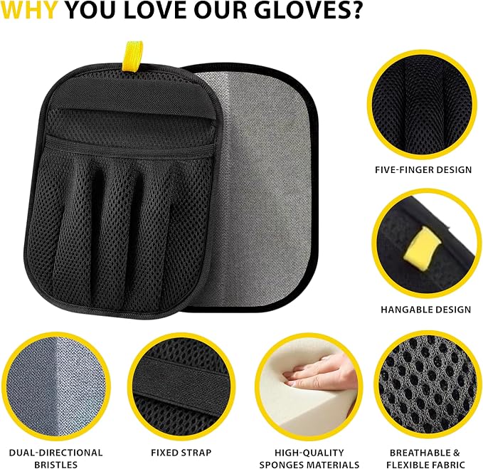 Pet Grooming Glove Set for Dogs & Cats – Premium Pet Hair Removal Glove with Free Nail Clippers & Nail File