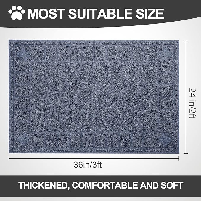 Cat Litter Mat, Litter Trapping Mat Soft on Kitty Paws, 35" x 26" Litter Box Mat for Cleaner Floors, Waterproof, Easy Clean, Durable Large Size Cat Litter Pad for Kitten