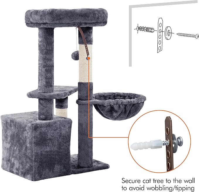 Topeakmart Cat Tree, 34in Cat Tower, Multi-Level Cat Condo with Extra Scratch Boards and Sisal Posts as Kitty Activity Center Pet Stand Tree for Indoor Kittens
