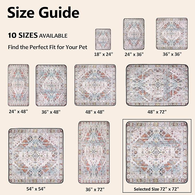 Washable Pee Pads for Dogs, Reusable Puppy Potty Training Pads, Ultra-Absorbent Thick Waterproof Leak-Proof Non-Slip Pads & Mat for Crate, Playpen, Floor, Whelping & Housebreaking , 1 Pack 72"x72"