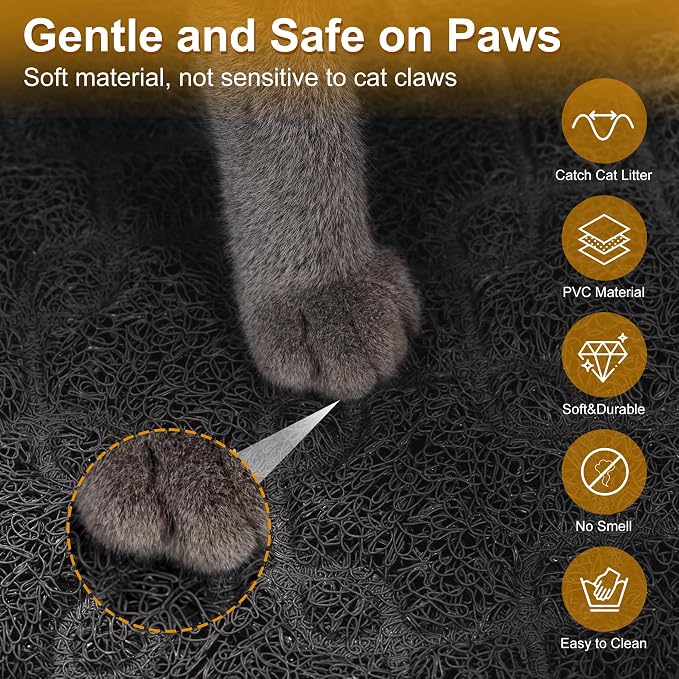 Cat Litter Box Mat, 35" x 24" Large Kitty Litter Trapping Mat Keep Floor Clean, Litter Box Mat Scatter Control, Waterproof, Easy to Clean, Durable Large Size Litter Mats for Floor