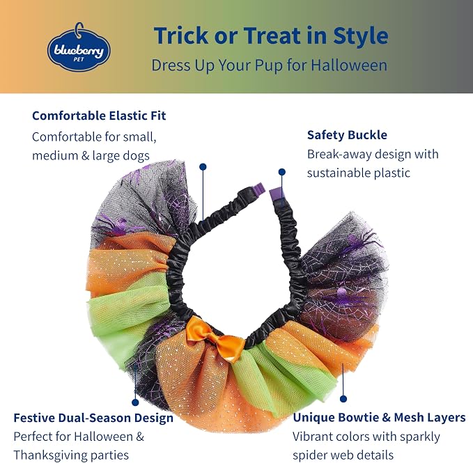 Blueberry Pet Halloween Party Adjustable Breakaway Costume Dog Collar in Cool Tone, X-Small