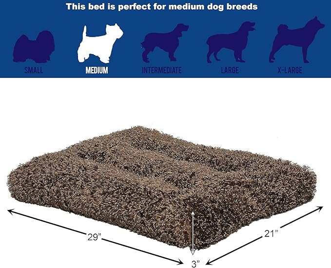 MidWest Homes for Pets Medium QuietTime Deluxe Coco Chic Pet Bed, Ultra-Soft & Overstuffed, Machine Washable, Fits 30-inch Crate