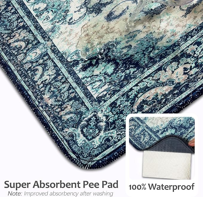 Washable Pee Pads for Dogs, Reusable Puppy Potty Training Pads, Ultra-Absorbent Thick Waterproof Leak-Proof Non-Slip Pads & Mat for Crate, Playpen, Floor, Whelping & Housebreaking , 1 Pack 72"x72"