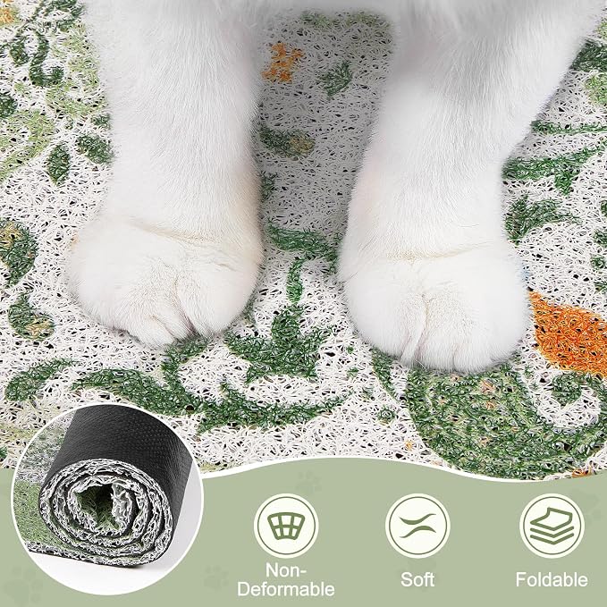 Unicorn Catcher 24"x15" Cat Litter Mat Non-Slip Washable Litter Box Mat | High-Density PVC Litter Catcher Mat Efficiently Traps Scattered Litter From Paws To Keep Floors Clean