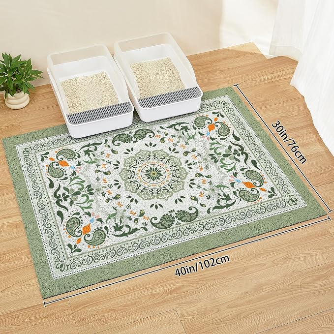 Unicorn Catcher 40"x30" Cat Litter Mat Non-Slip Washable Litter Box Mat | High-Density PVC Litter Catcher Mat Efficiently Traps Scattered Litter From Paws To Keep Floors Clean