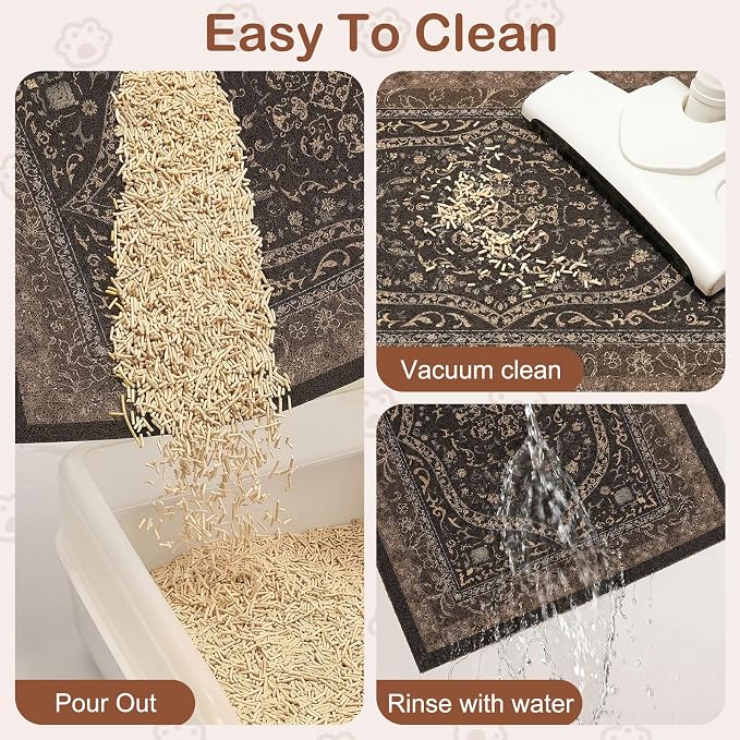 Glittme Cat Litter Mat, 24"x15" Non-Slip Washable Trapping Mat for Cats | Litter Trapping Mat With Thick PVC Coil To Catch Scatter, Soft On Paws And Waterproof Bottom To Protect Floors