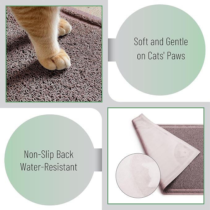 Mr. Pen- Large Cat Litter Mat, 23.5”X 35.2”, Brown | Trapping Mat for Litter Box, Cat Rug, Large