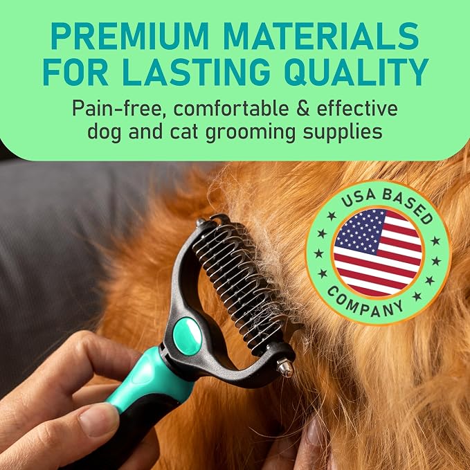Maxpower Planet Hair Brush - Double Sided Shedding, Dematting Undercoat Rake for Dogs and Cats - Extra Wide Dog Grooming Brush, Reduce Shedding by 95%, Turquoise (Pack of 2)