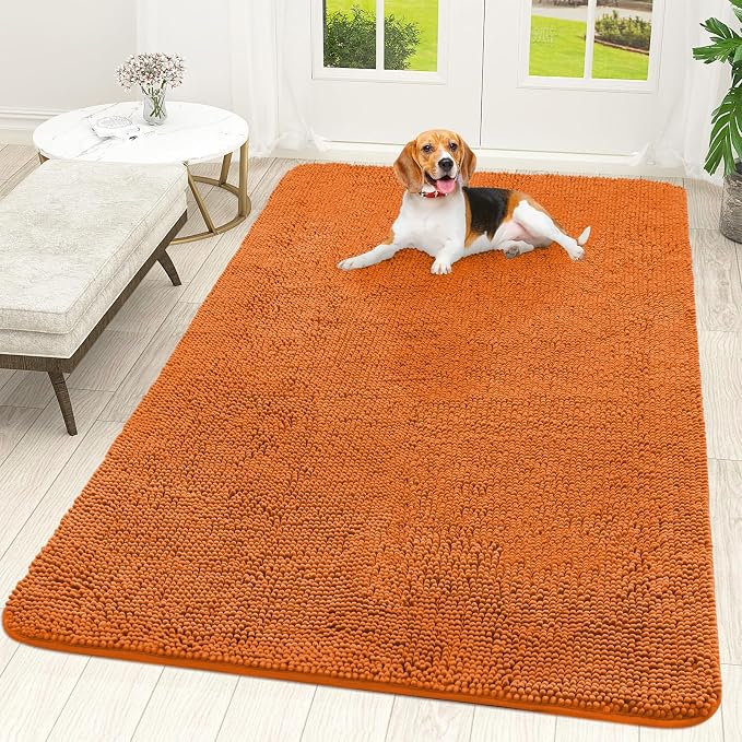 OLANLY Dog Door Mat for Muddy Paws 70x46, Super Absorbent Chenille Mud Mat | Clay, Absorbs Moisture and Dirt, Non-Slip Machine Washable Doormat, Quick-Drying Indoor Entryway Floor Carpet for Dogs