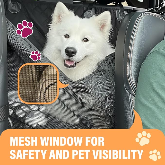 Active Pets Dog Car Seat Cover for Back Seat, Waterproof Pet Protection Hammock, SUV Truck Car Backseat Protector with Safety Features, Blue
