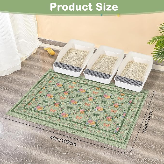 Unicorn Catcher 40"x30" Cat Litter Mat Non-Slip Washable Litter Box Mat | High-Density PVC Litter Catcher Mat Efficiently Traps Scattered Litter From Paws To Keep Floors Clean