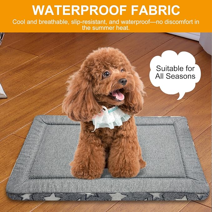 Washable Dog Bed Plush Orthopedic Outdoor Crate Mat with Non-Slip Bottom,Luxe Soft Kennel Pad for Pets, Cozy Cage Cushion & Pet Sleeping Mattress Large Sized,Medium,Small Dogs,30 x 20 inch,Gray