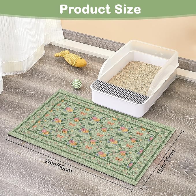 Unicorn Catcher 24"x15" Cat Litter Mat Non-Slip Washable Litter Box Mat | High-Density PVC Litter Catcher Mat Efficiently Traps Scattered Litter From Paws To Keep Floors Clean