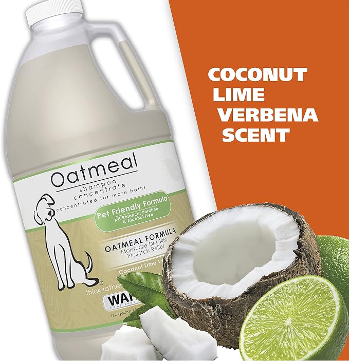 Wahl USA Dry Skin & Itch Relief Pet Shampoo for Dogs – Oatmeal Formula with Coconut Lime Verbena Scent - 64 Oz - Model 821004-050 | Half Gallon Shampoo For Multi-Dog Families, Dry Skin & Itch Relief For Dogs, Oatmeal Formula – Model 821004-050
