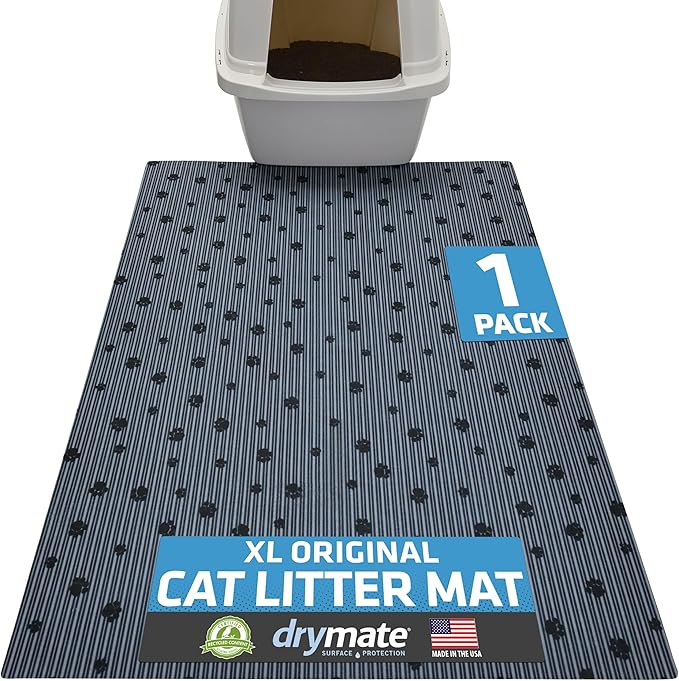 Drymate Cat Litter Box Mat, Litter Trapping Mat, Dark Grey, 28x36 XL | Waterproof, Urine-Proof, Absorbent, Machine Washable, Soft on Paws, Contains Mess, Protects Floors, Kitten Supplies, USA Made