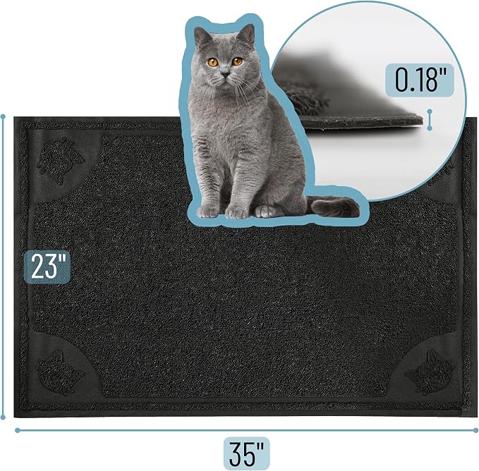 Mr. Pen- Large Cat Litter Mat, 23”x 35”, Black Cat Litter Box Mat | Cat Litter Mat Litter Trapping Mat, Cat Mats for Litter Large, Litter Mat for Litter Box, Large Litter Mat