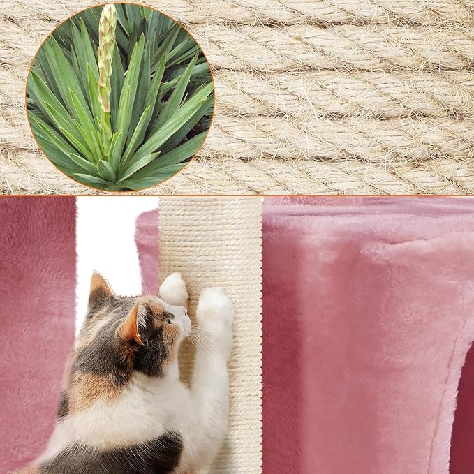 Topeakmart 34''H Cat Tower, Cute Cat Tree with Condo Nest Platform Scratching Posts, Activity Center for Indoor Cats Play & Rest