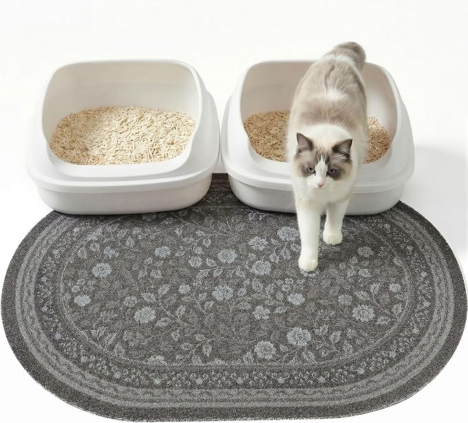 Bienbee Cat Litter Mat, 33" x 22" Dense Trapping Mesh for Litter Boxes | Litter Box Mat with PVC Mesh, Waterproof &Urineproof, Non-Slip Grip, Soft On Kitty Paws and Easy to Clean to Protect Floor